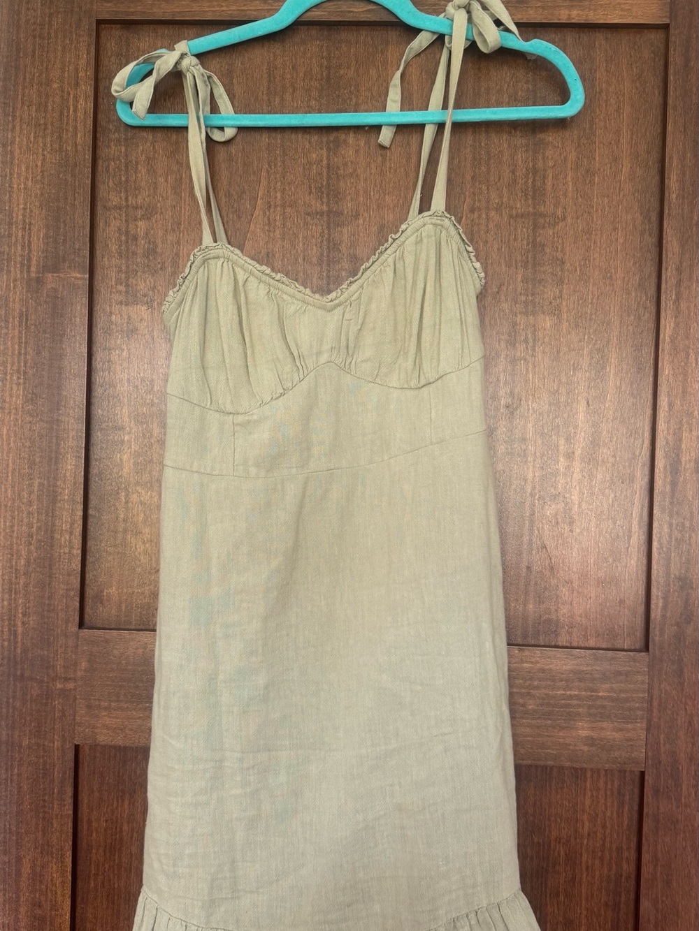 Hollister Light Sage Tie-Strap Mini Dress